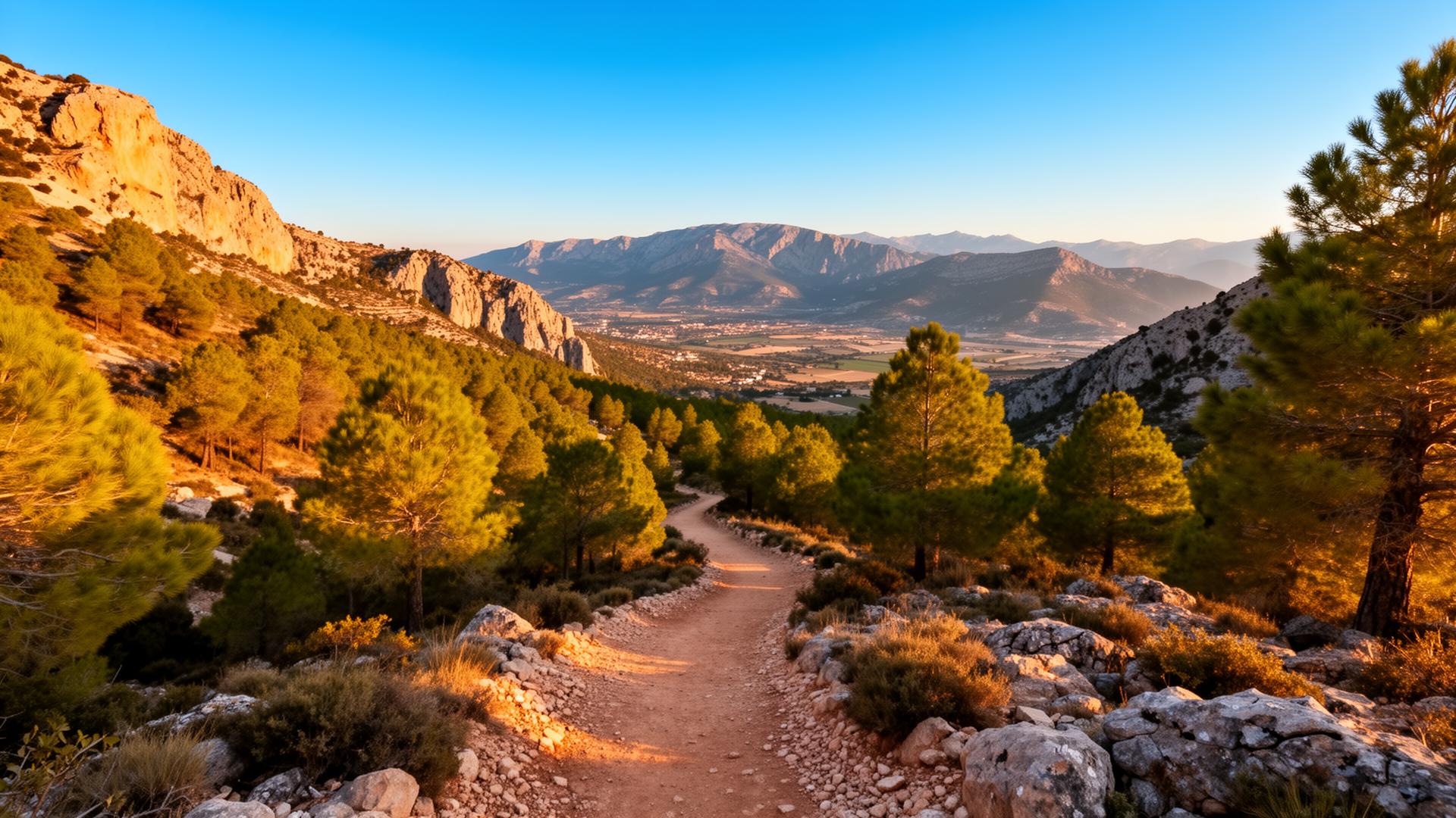 Sendero de montaña de Transcorberana al atardecer